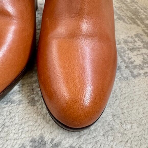 Lauren Ralph Lauren Tan Leather Mandy Heeled Ankle Boots - Picture 10 of 15